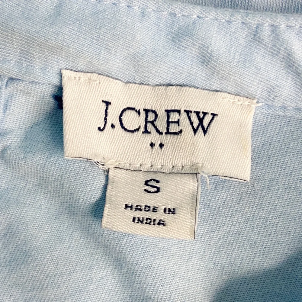 J Crew Womens Long Sleeve Eyelet Ruffle Top Size S Cotton Loose Pullover Blue